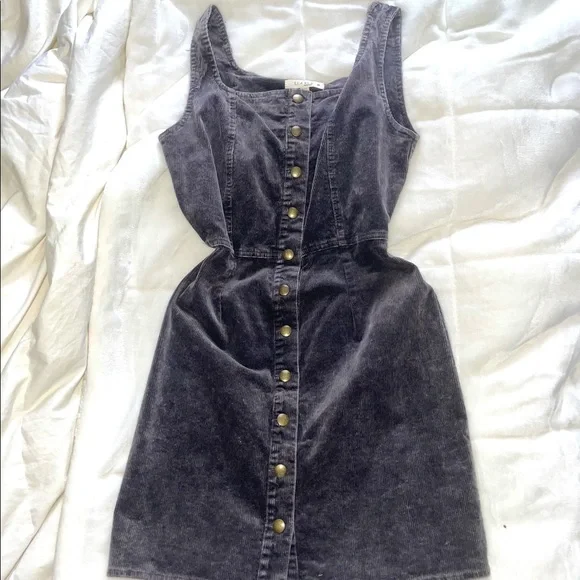 NEVER BEFORE WORN! Black Button Up Corduroy Dress - Picture 1 of 3